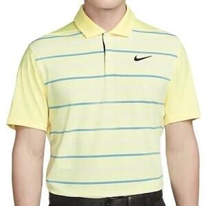 Nike Dri-Fit Tiger Woods Golf Polo Shirt Mens Size XL Yellow Blue Stripe DR5318